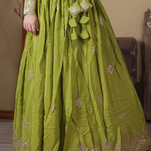 Green Viscose Embroidered Lehenga Festive Wear