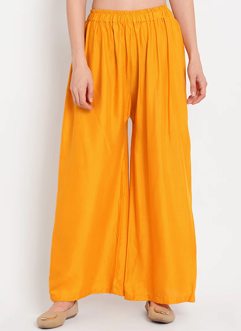 Mustard Rayon Palazzo Pant Work Wear